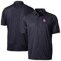 Men's Cutter & Buck  Black New Hampshire Fisher Cats Pike Double Dot Print Stretch Polo