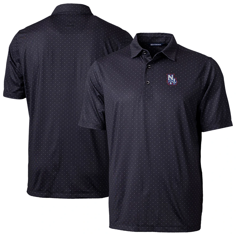 Men's Cutter & Buck Black New Hampshire Fisher Cats Pike Double Dot Print Stretch Polo