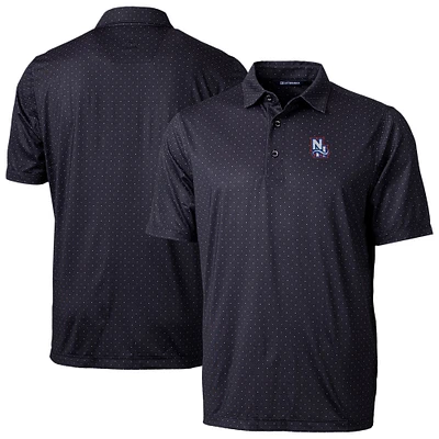 Men's Cutter & Buck  Black New Hampshire Fisher Cats Pike Double Dot Print Stretch Polo
