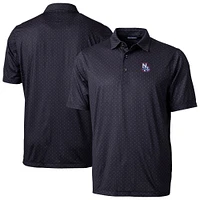 Men's Cutter & Buck  Black New Hampshire Fisher Cats Pike Double Dot Print Stretch Polo