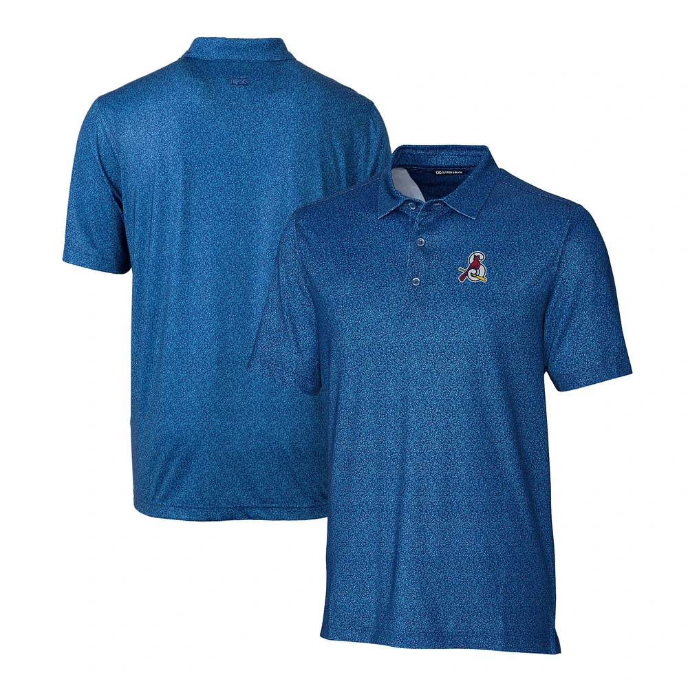 Men's Cutter & Buck Blue Springfield Cardinals Pike Micro Floral Stretch Polo