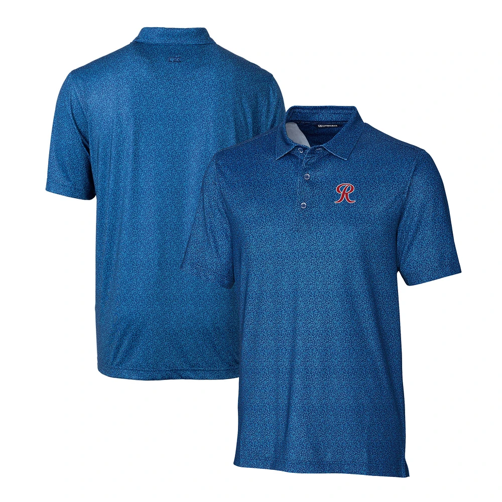 Men's Cutter & Buck Blue Tacoma Rainiers Pike Micro Floral Stretch Polo