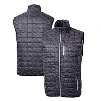 Men's Cutter & Buck Black Buffalo Bisons Rainier PrimaLoft Eco Insulated Full-Zip Printed Puffer Vest