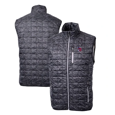 Men's Cutter & Buck Black Buffalo Bisons Rainier PrimaLoft Eco Insulated Full-Zip Printed Puffer Vest