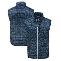 Men's Cutter & Buck Navy Hillsboro Hops Rainier PrimaLoft Eco Insulated Full-Zip Printed Puffer Vest