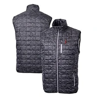 Men's Cutter & Buck Black Indianapolis Indians Rainier PrimaLoft Eco Insulated Full-Zip Printed Puffer Vest