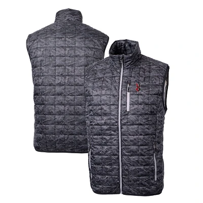 Men's Cutter & Buck Black Indianapolis Indians Rainier PrimaLoft Eco Insulated Full-Zip Printed Puffer Vest