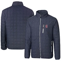 Men's Cutter & Buck Heather Navy Greenville Drive Rainier PrimaLoft Eco Insulated Full-Zip Puffer Jacket