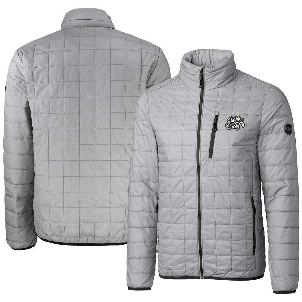 Men's Cutter & Buck Gray Omaha Storm Chasers Rainier PrimaLoft Eco Insulated Full-Zip Puffer Jacket