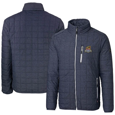 Men's Cutter & Buck Heather Navy Toledo Mud Hens Rainier PrimaLoft Eco Insulated Full-Zip Puffer Jacket