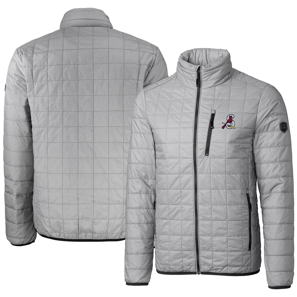 Men's Cutter & Buck Gray Springfield Cardinals Rainier PrimaLoft Eco Insulated Full-Zip Puffer Jacket