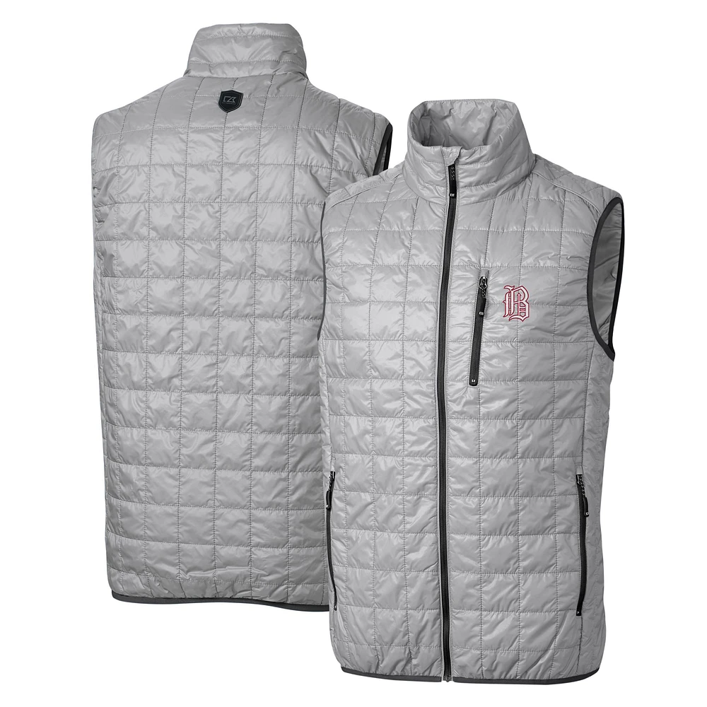 Men's Cutter & Buck Gray Birmingham Barons Rainier PrimaLoft Eco Insulated Full-Zip Puffer Vest