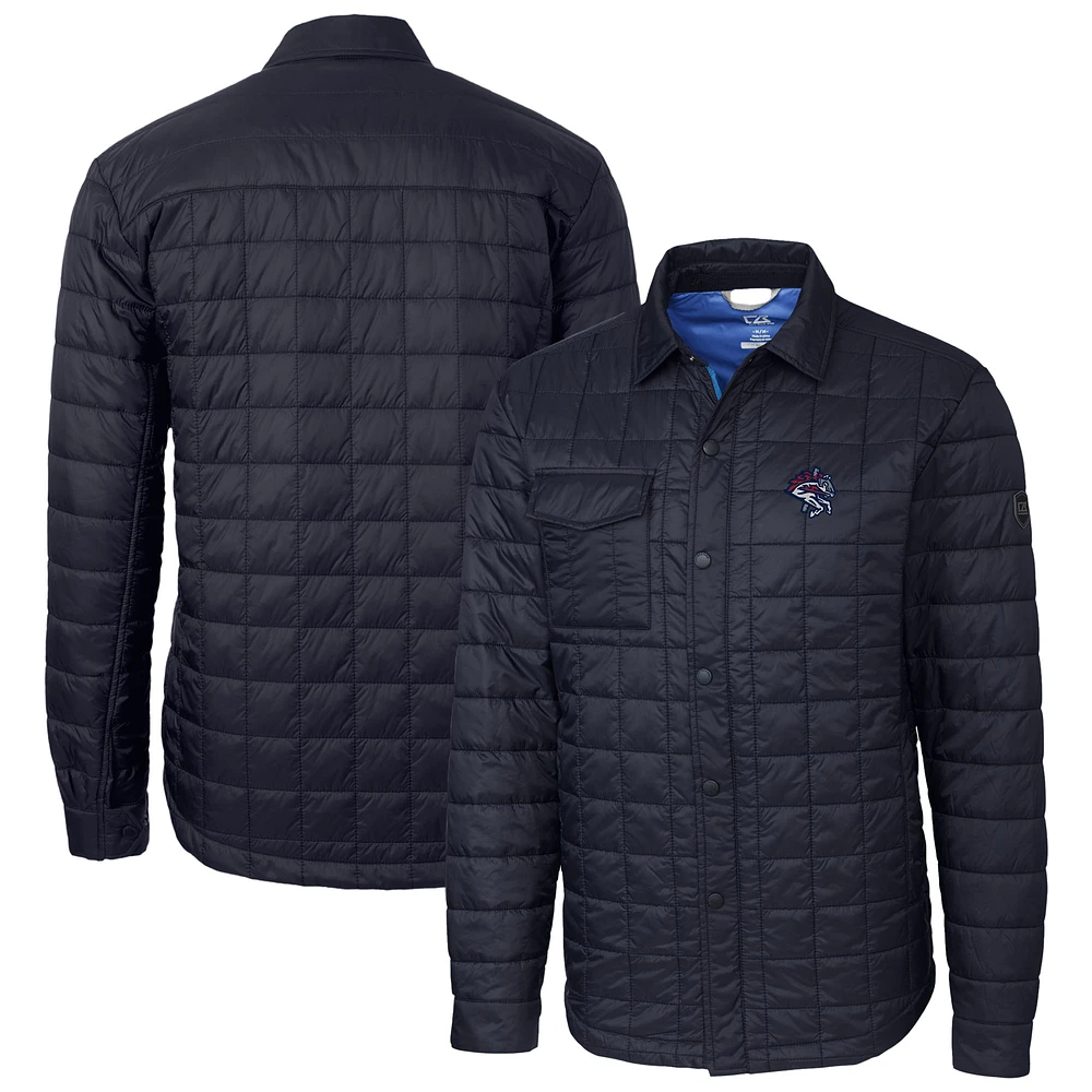 Men's Cutter & Buck Navy Binghamton Rumble Ponies Rainier PrimaLoft Eco Insulated Quilted Button-Up Shacket