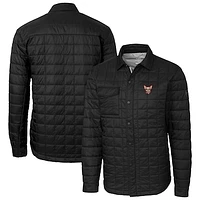 Men's Cutter & Buck Black El Paso Chihuahuas Rainier PrimaLoft Eco Insulated Quilted Button-Up Shacket