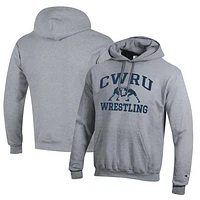 Men's Champion Heather Gray Case Western Reserve Spartans Wrestling Icon Powerblend Pullover Hoodie