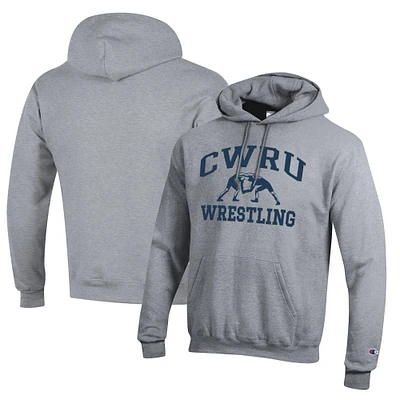 Men's Champion Heather Gray Case Western Reserve Spartans Wrestling Icon Powerblend Pullover Hoodie