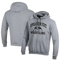 Men's Champion Heather Gray Appalachian State Mountaineers Wrestling Icon Powerblend Pullover Hoodie