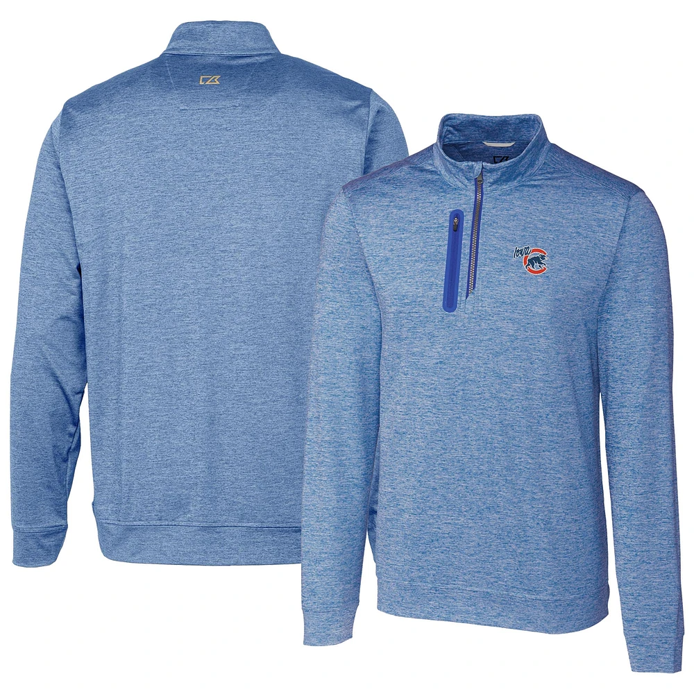 Men's Cutter & Buck Iowa Cubs Stealth Heathered Quarter-Zip Top