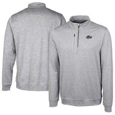 Men's Cutter & Buck  Gray Rocket City Trash Pandas Stealth Heathered Quarter-Zip Top