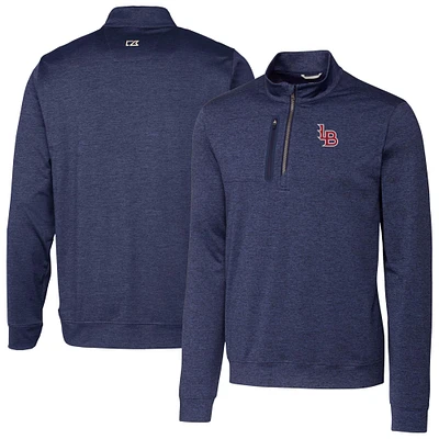 Men's Cutter & Buck  Navy Louisville Bats Stealth Heathered Quarter-Zip Top