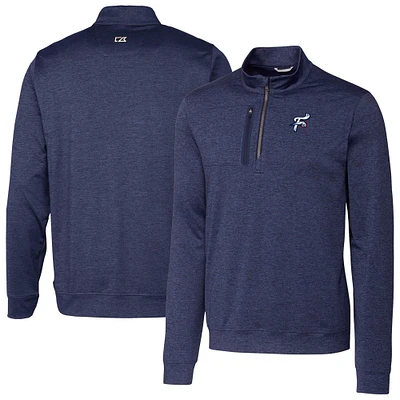 Men's Cutter & Buck  Navy Reading Fightin Phils Stealth Heathered Quarter-Zip Top