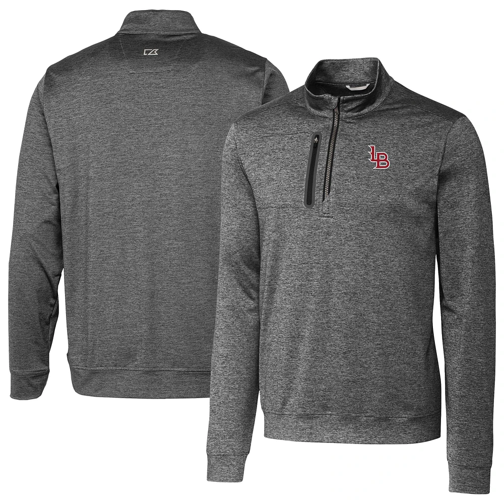 Men's Cutter & Buck Gray Louisville Bats Stealth Heathered Quarter-Zip Top