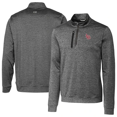 Men's Cutter & Buck Gray Louisville Bats Stealth Heathered Quarter-Zip Top