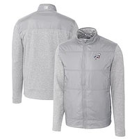 Men's Cutter & Buck Gray Reading Fightin Phils Stealth Hybrid Quilted Full-Zip Windbreaker Jacket