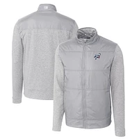Men's Cutter & Buck Gray Reading Fightin Phils Stealth Hybrid Quilted Full-Zip Windbreaker Jacket