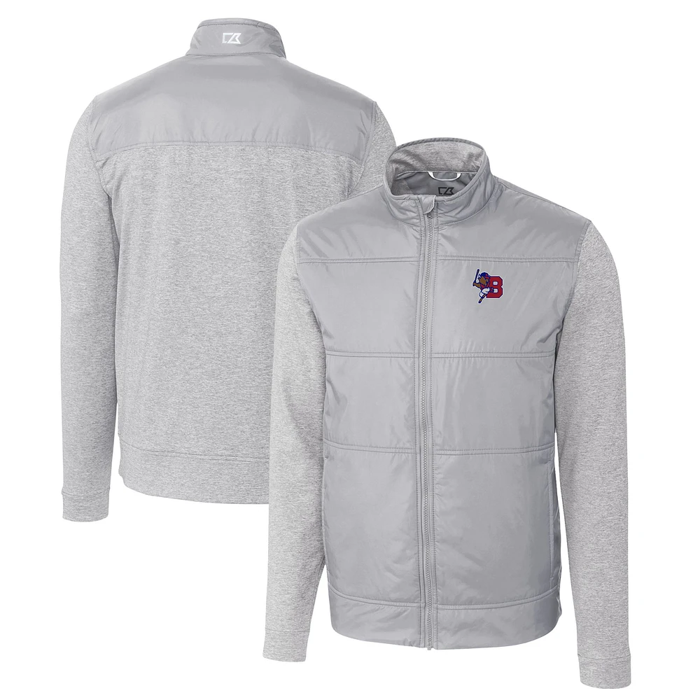 Men's Cutter & Buck Gray Buffalo Bisons Stealth Hybrid Quilted Full-Zip Windbreaker Jacket