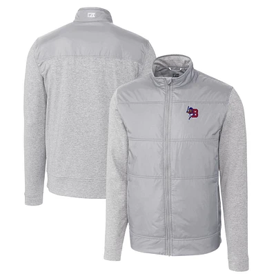 Men's Cutter & Buck Gray Buffalo Bisons Stealth Hybrid Quilted Full-Zip Windbreaker Jacket