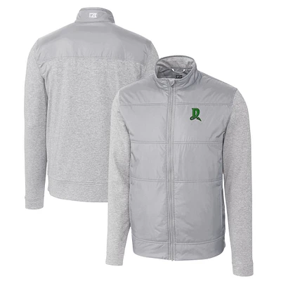 Men's Cutter & Buck Gray Dayton Dragons Stealth Hybrid Quilted Full-Zip Windbreaker Jacket