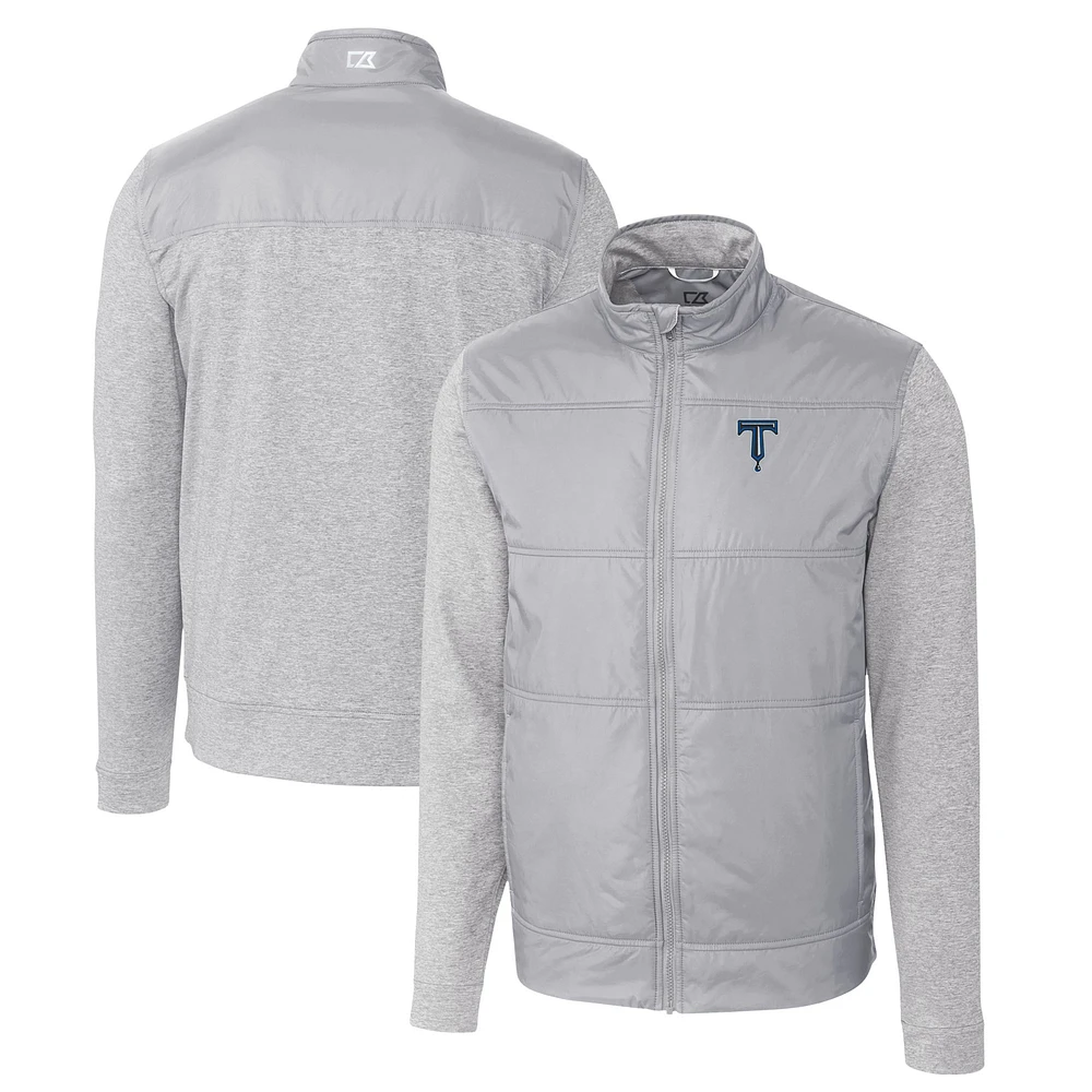 Men's Cutter & Buck Gray Tulsa Drillers Stealth Hybrid Quilted Full-Zip Windbreaker Jacket