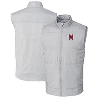 Men's Cutter & Buck  Gray Nashville Sounds Stealth Hybrid Quilted Full-Zip Windbreaker Vest