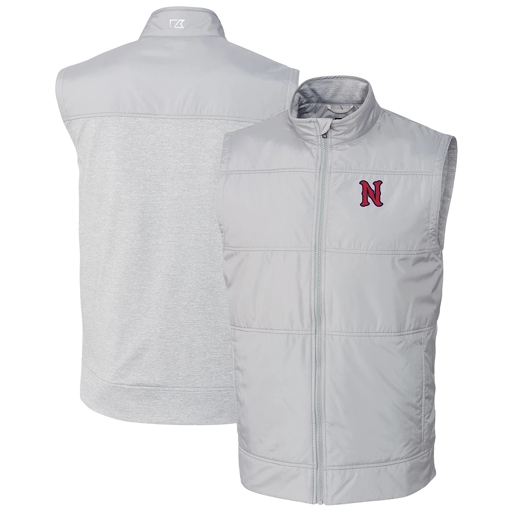 Men's Cutter & Buck Gray Nashville Sounds Stealth Hybrid Quilted Full-Zip Windbreaker Vest