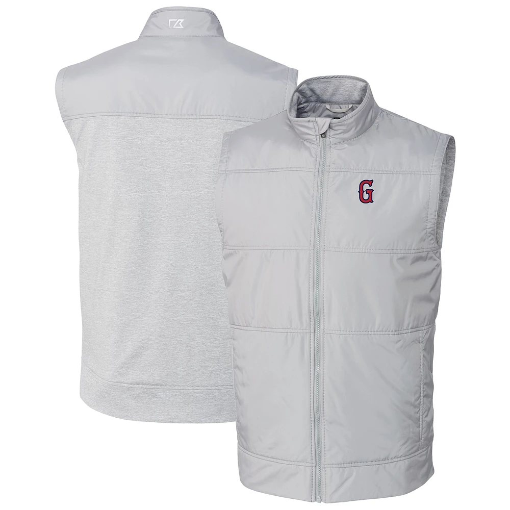 Men's Cutter & Buck Gray Greenville Drive Stealth Hybrid Quilted Full-Zip Windbreaker Vest