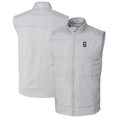 Men's Cutter & Buck  Gray Greenville Drive Stealth Hybrid Quilted Full-Zip Windbreaker Vest