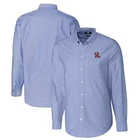 Men's Cutter & Buck Blue Frisco RoughRiders Oxford Stretch Long Sleeve Button-Down Dress Shirt