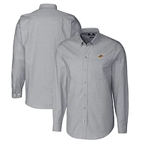 Men's Cutter & Buck Charcoal Akron RubberDucks Oxford Stretch Long Sleeve Button-Down Dress Shirt