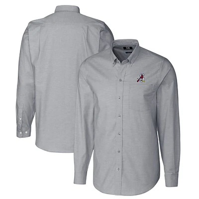 Men's Cutter & Buck Charcoal Springfield Cardinals Oxford Stretch Long Sleeve Button-Down Dress Shirt