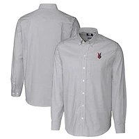 Men's Cutter & Buck  Charcoal Indianapolis Indians Oxford Stretch Stripe Long Sleeve Button-Down Dress Shirt