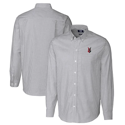 Men's Cutter & Buck  Charcoal Indianapolis Indians Oxford Stretch Stripe Long Sleeve Button-Down Dress Shirt
