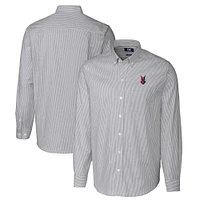 Men's Cutter & Buck  Charcoal Indianapolis Indians Oxford Stretch Stripe Long Sleeve Button-Down Dress Shirt