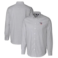 Men's Cutter & Buck  Charcoal Iowa Cubs Oxford Stretch Stripe Long Sleeve Button-Down Dress Shirt