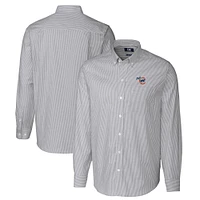 Men's Cutter & Buck  Charcoal Iowa Cubs Oxford Stretch Stripe Long Sleeve Button-Down Dress Shirt