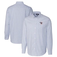 Men's Cutter & Buck  Blue Iowa Cubs Oxford Stretch Stripe Long Sleeve Button-Down Dress Shirt