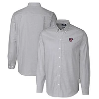 Men's Cutter & Buck  Charcoal Jacksonville Jumbo Shrimp Oxford Stretch Stripe Long Sleeve Button-Down Dress Shirt