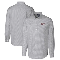 Men's Cutter & Buck  Charcoal Lansing Lugnuts Oxford Stretch Stripe Long Sleeve Button-Down Dress Shirt