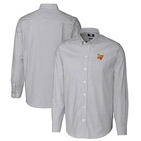 Men's Cutter & Buck  Charcoal Las Vegas Aviators Oxford Stretch Stripe Long Sleeve Button-Down Dress Shirt