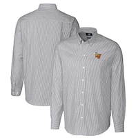 Men's Cutter & Buck  Charcoal Las Vegas Aviators Oxford Stretch Stripe Long Sleeve Button-Down Dress Shirt